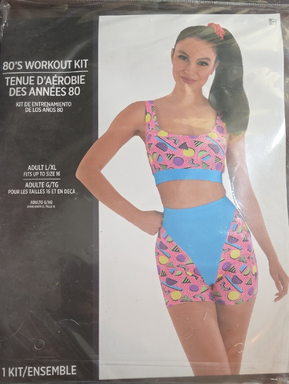 Amscan Pink & Blue 80's Workout Kit Two-Piece Costume - Picture 2 of 6